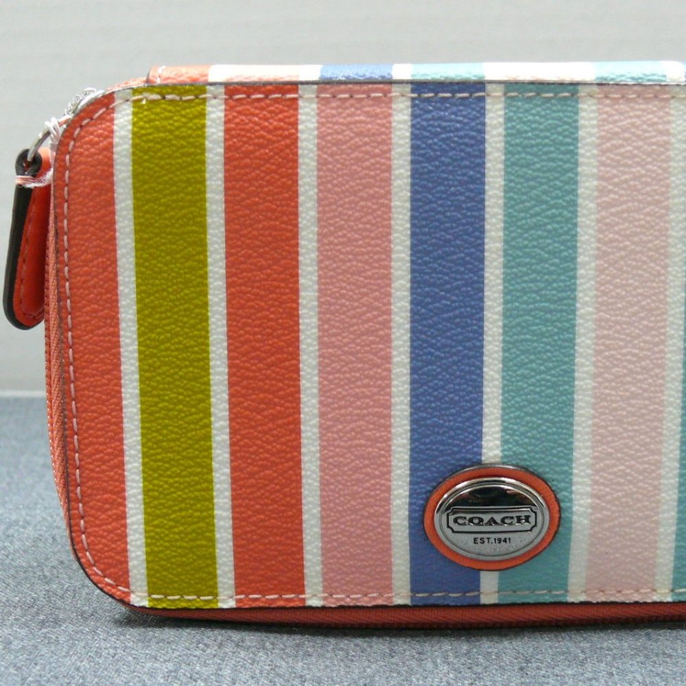 Coach Jewelry Box Stripe Travel Zip W/Defect NWT